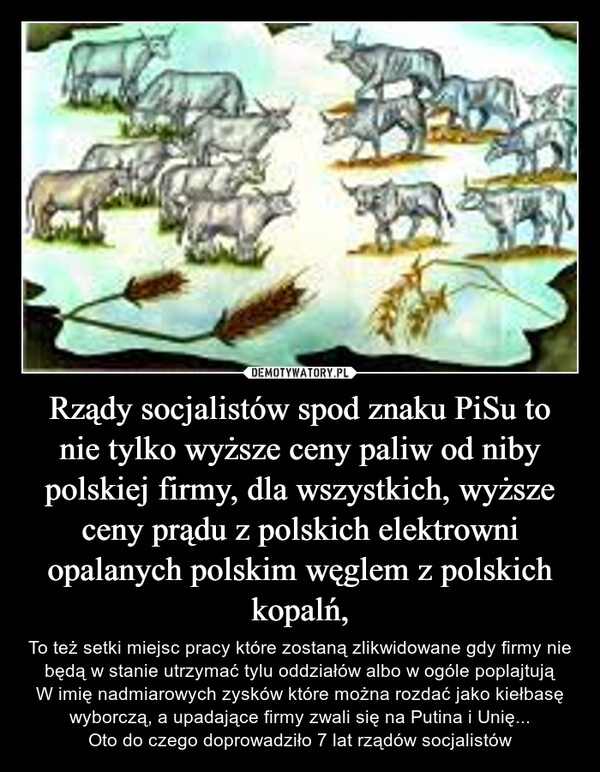 
    Rządy socjalistów spod znaku PiSu to nie tylko wyższe ceny paliw od niby polskiej firmy, dla wszystkich, wyższe ceny prądu z polskich elektrowni opalanych polskim węglem z polskich kopalń, 