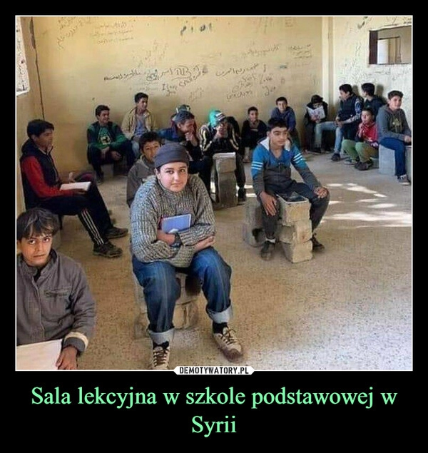 
    
Sala lekcyjna w szkole podstawowej w Syrii 