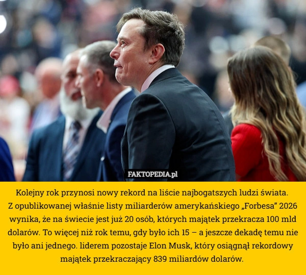 
    Kolejny rok przynosi nowy rekord na liście najbogatszych ludzi świata.