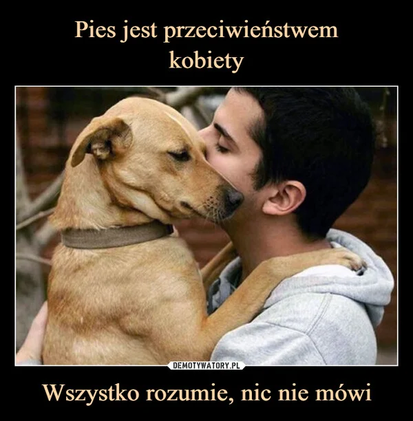 
    Pies jest przeciwieństwem kobiety Wszystko rozumie, nic nie mówi