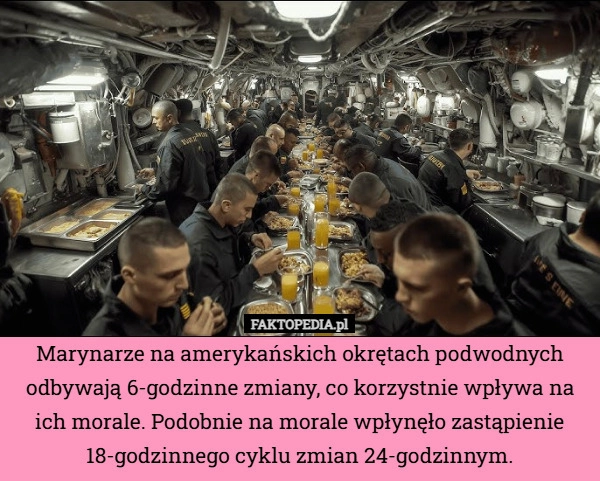 
    Marynarze na amerykańskich okrętach podwodnych odbywają 6-godzinne zmiany,