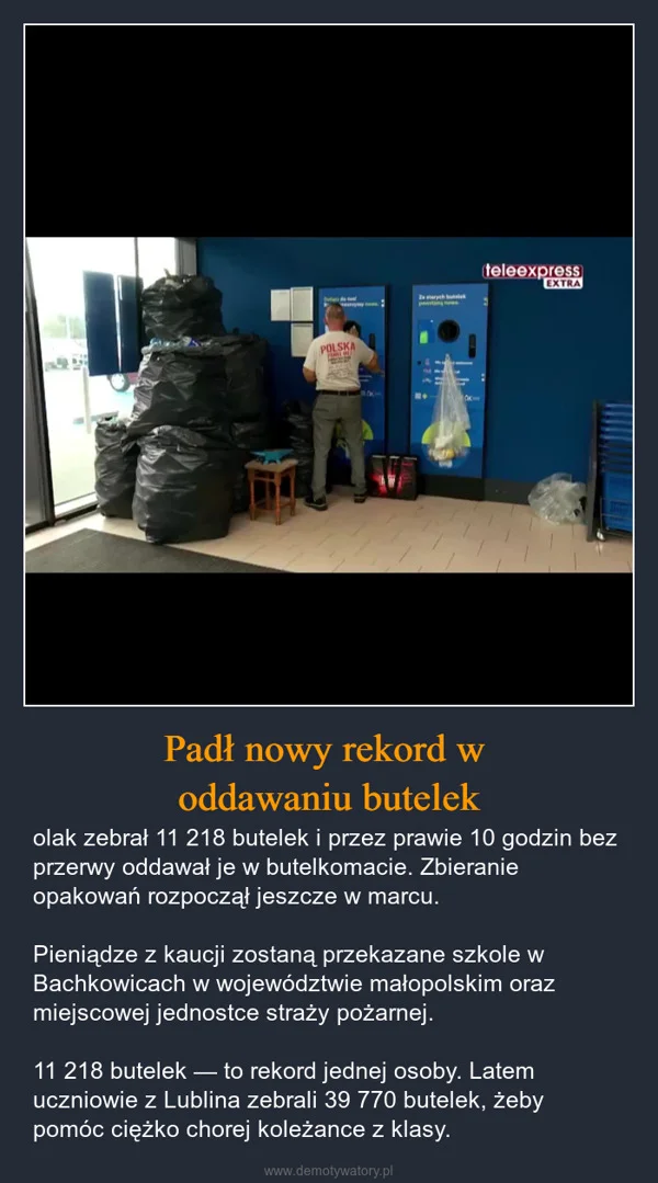 Padł nowy rekord w oddawaniu butelek