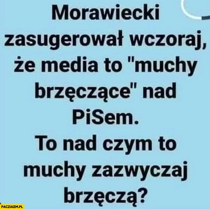 
    Morawiecki powiedział, że media to muchy brzęczące nad PiSem to nad czym muchy zazwyczaj brzęczą