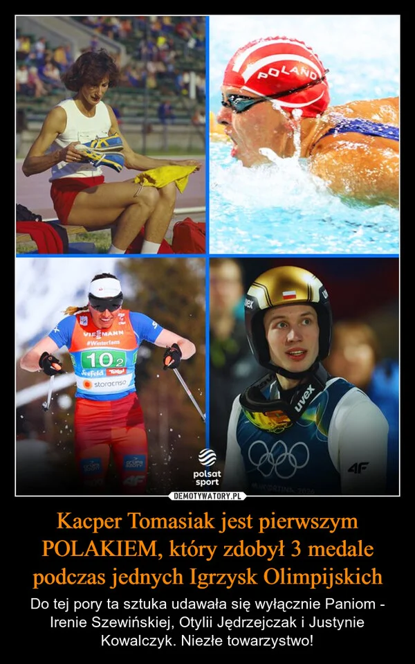 
    Kacper Tomasiak jest pierwszym POLAKIEM, który zdobył 3 medale podczas jednych Igrzysk Olimpijskich