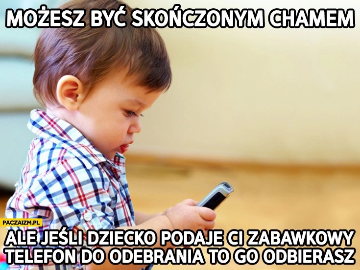 
    Możesz być skończonym chamem ale jeśli dziecko podaje Ci zabawkowy telefon do odebrania to go odbierasz