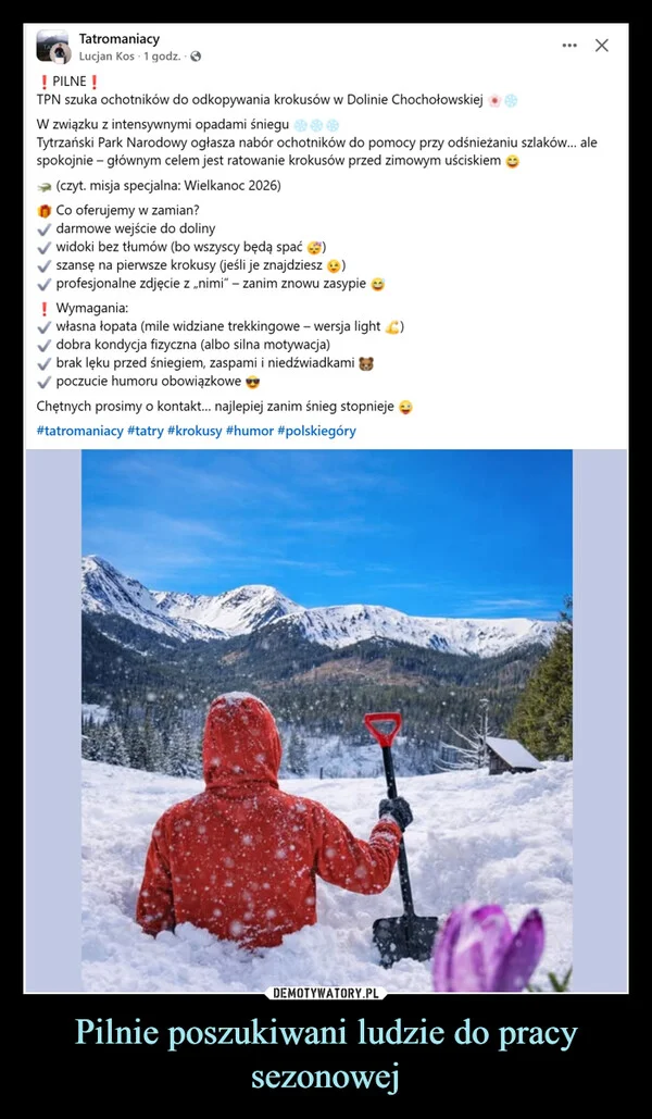 
    Pilnie poszukiwani ludzie do pracy sezonowej