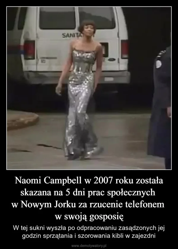 
    Naomi Campbell w 2007 roku została skazana na 5 dni prac społecznych w Nowym Jorku za rzucenie telefonem w swoją gosposię