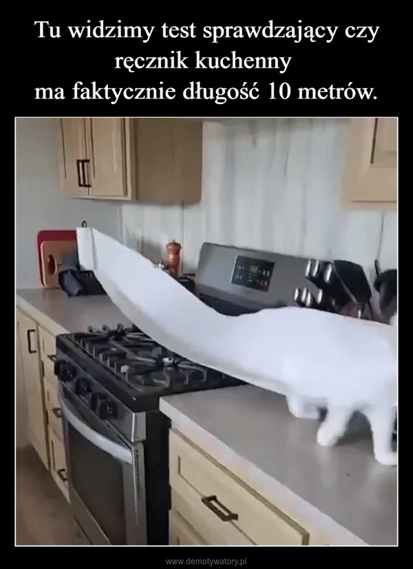 
    Tu widzimy test sprawdzający czy ręcznik kuchenny ma faktycznie długość 10 metrów.