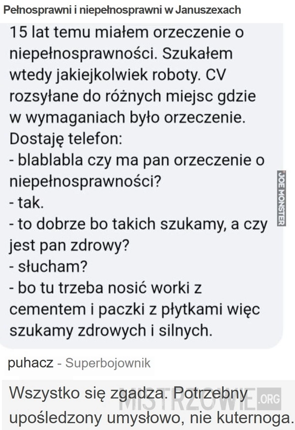 
    Pełnosprawni i niepełnosprawni w Januszexach