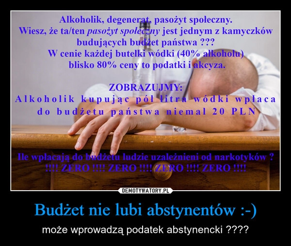 
    Budżet nie lubi abstynentów :-)