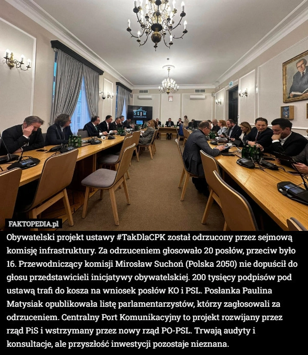 
    Obywatelski projekt ustawy #TakDlaCPK został odrzucony przez sejmową komisję