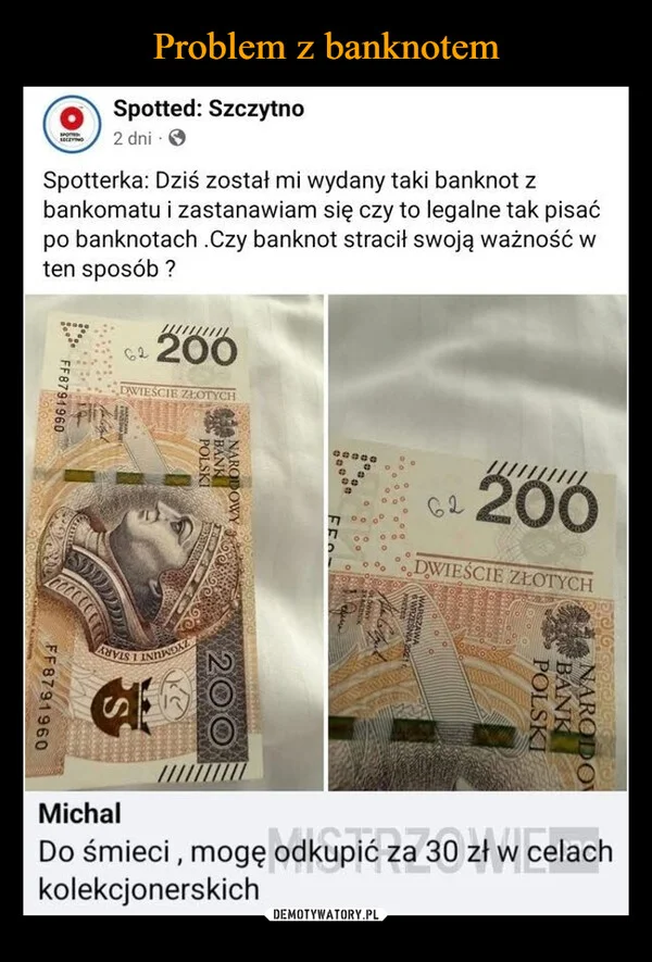 
    Problem z banknotem