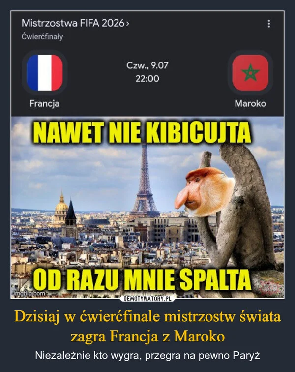 
    Dzisiaj w ćwierćfinale mistrzostw świata zagra Francja z Maroko