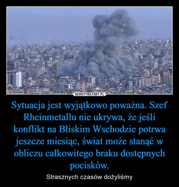 
    Sytuacja jest wyjątkowo poważna. Szef Rheinmetallu nie ukrywa, że jeśli konflikt na Bliskim Wschodzie potrwa jeszcze miesiąc, świat może stanąć w obliczu całkowitego braku dostępnych pocisków.