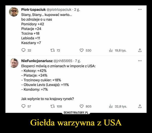 
    Giełda warzywna z USA