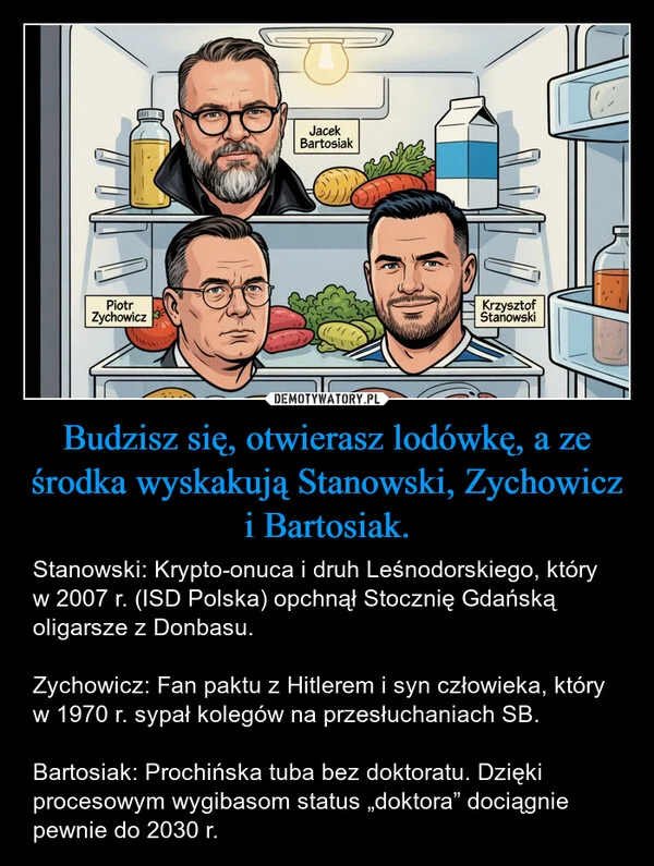 
    Budzisz się, otwierasz lodówkę, a ze środka wyskakują Stanowski, Zychowicz i Bartosiak.