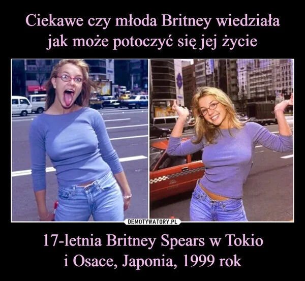 
    Ciekawe czy młoda Britney wiedziała jak może potoczyć się jej życie 17-letnia Britney Spears w Tokio i Osace, Japonia, 1999 rok