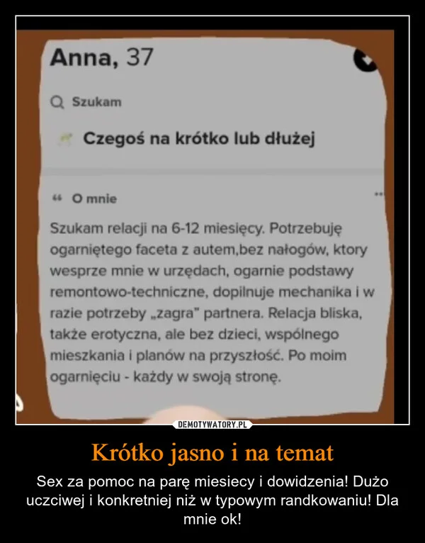 
    Krótko jasno i na temat