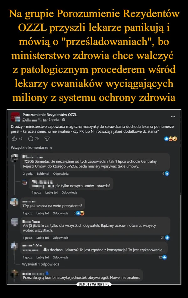 
    Na grupie Porozumienie Rezydentów OZZL przyszli lekarze panikują i mówią o 