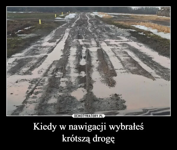 
    Kiedy w nawigacji wybrałeś krótszą drogę