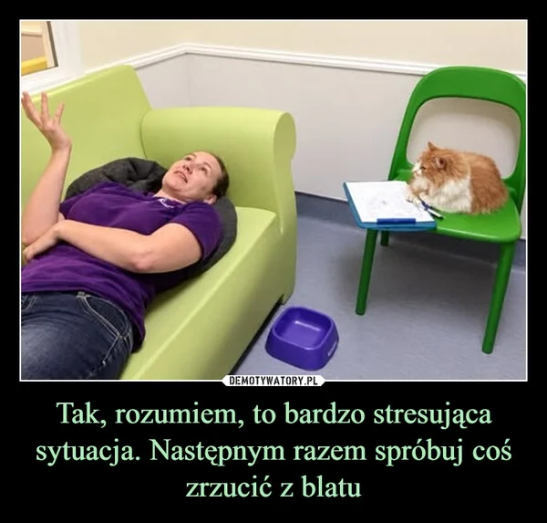 
    Tak, rozumiem, to bardzo stresująca sytuacja. Następnym razem spróbuj coś zrzucić z blatu
