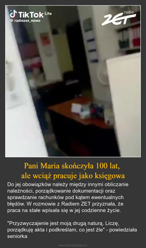 
    Pani Maria skończyła 100 lat, ale wciąż pracuje jako księgowa