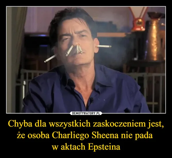 
    Chyba dla wszystkich zaskoczeniem jest, że osoba Charliego Sheena nie pada w aktach Epsteina