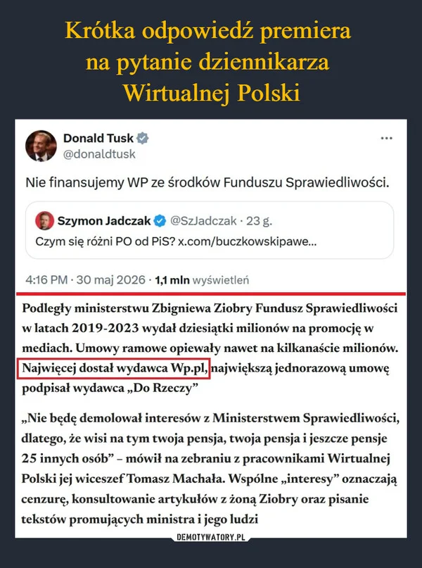 
    Krótka odpowiedź premiera na pytanie dziennikarza Wirtualnej Polski