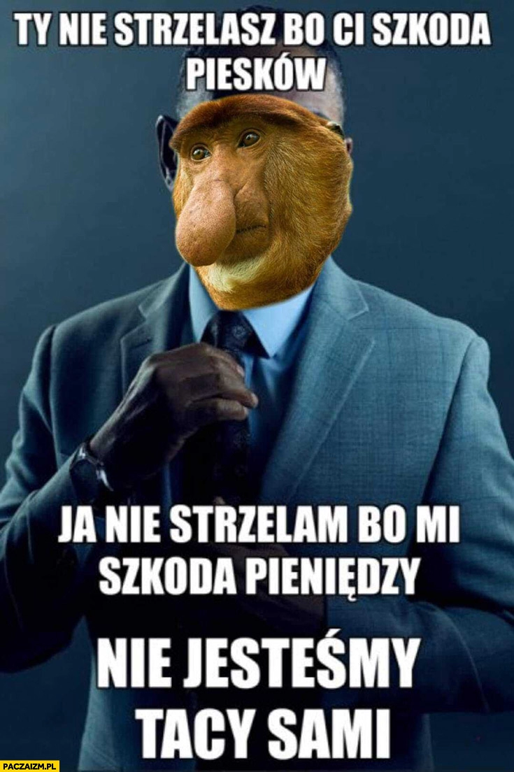 
    Ty nie strzelasz bo szkoda Ci piesków, ja nie strzelam bo szkoda mi pieniędzy nie jesteśmy tacy sami fajerwerki petardy nosacz