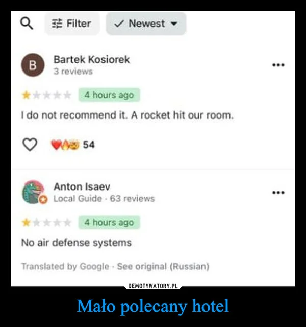 
    Mało polecany hotel