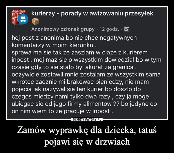 
    Zamów wyprawkę dla dziecka, tatuś pojawi się w drzwiach