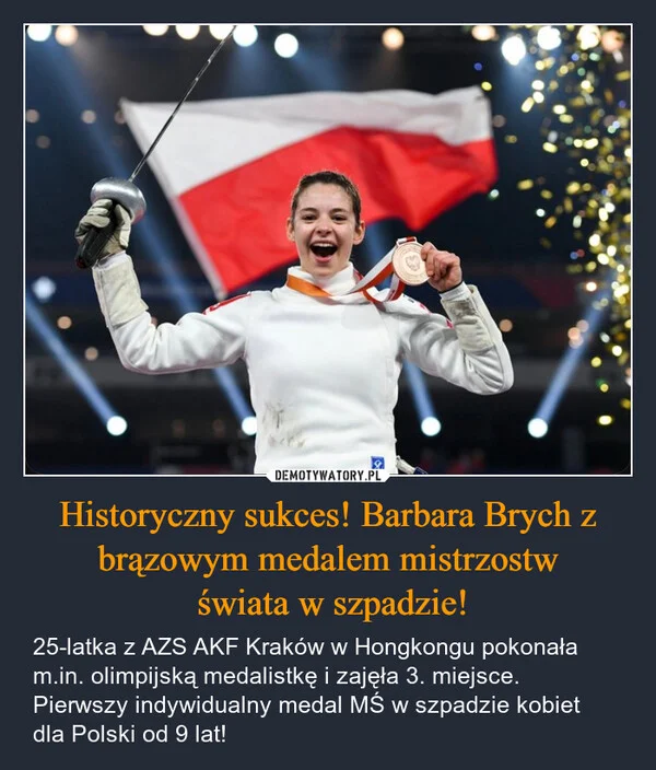 
    Historyczny sukces! Barbara Brych z brązowym medalem mistrzostw świata w szpadzie!