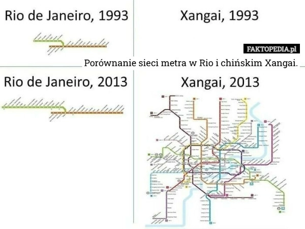 
    Porównanie sieci metra w Rio i chińskim Xangai.