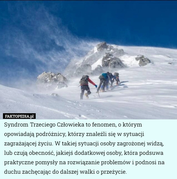 
    Syndrom Trzeciego Człowieka to fenomen, o którym opowiadają podróżnicy,