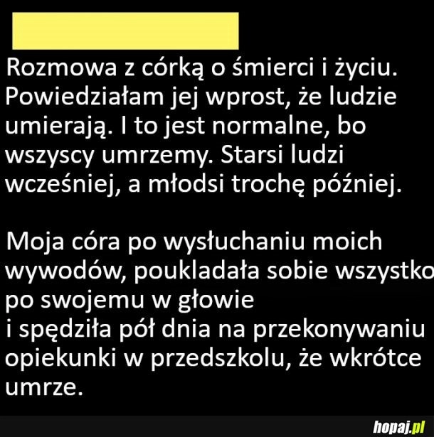 
    Rozmowa o śmierci i życiu