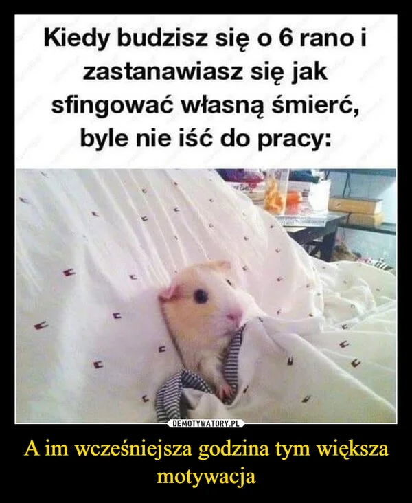 
    A im wcześniejsza godzina tym większa motywacja