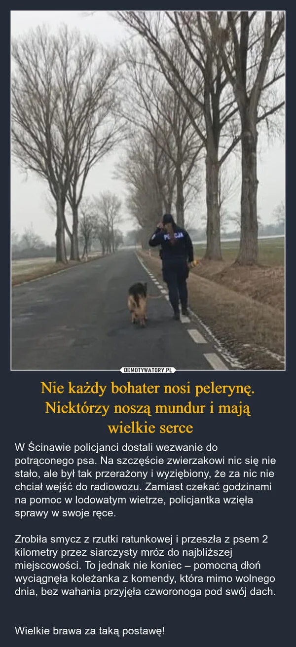 
    Nie każdy bohater nosi pelerynę. Niektórzy noszą mundur i mają wielkie serce