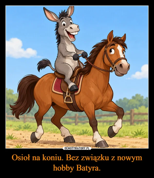 Osioł na koniu. Bez związku z nowym hobby Batyra.