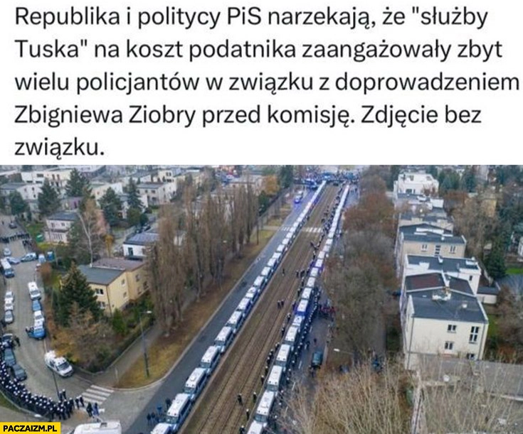 
    PiS narzeka, że służby Tuska zaangażowały zbyt wielu policjantów żeby doprowadzić Ziobro przed komisje zdjęcie bez związku