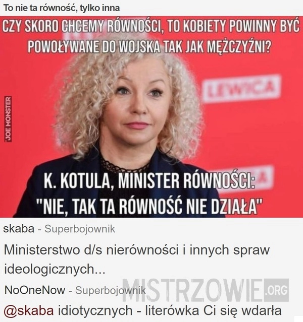 
    To nie ta równość, tylko inna