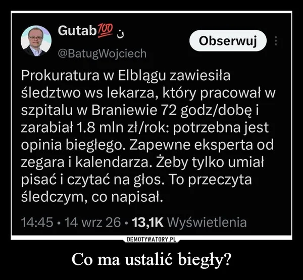 
    Co ma ustalić biegły?