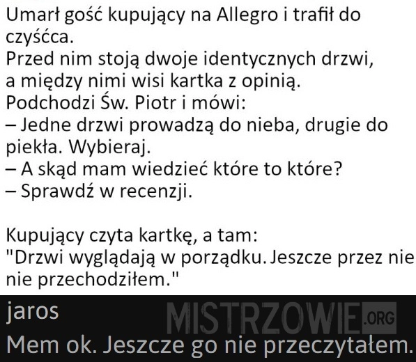 
    Umarł gość kupujacy na...