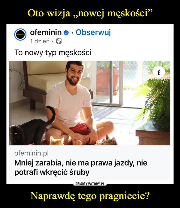 
    Oto wizja „nowej męskości” Naprawdę tego pragniecie?