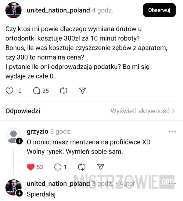 
    Mentzen ortodontka zęby aparat wolny rynek