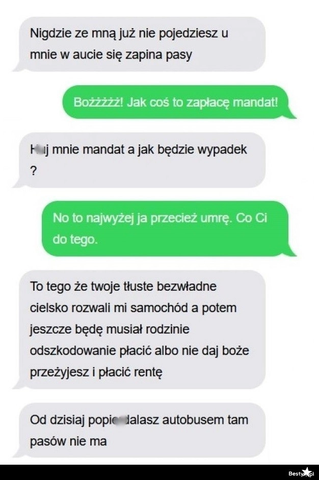 
    Wymiana zdań na temat zapinania pasów 