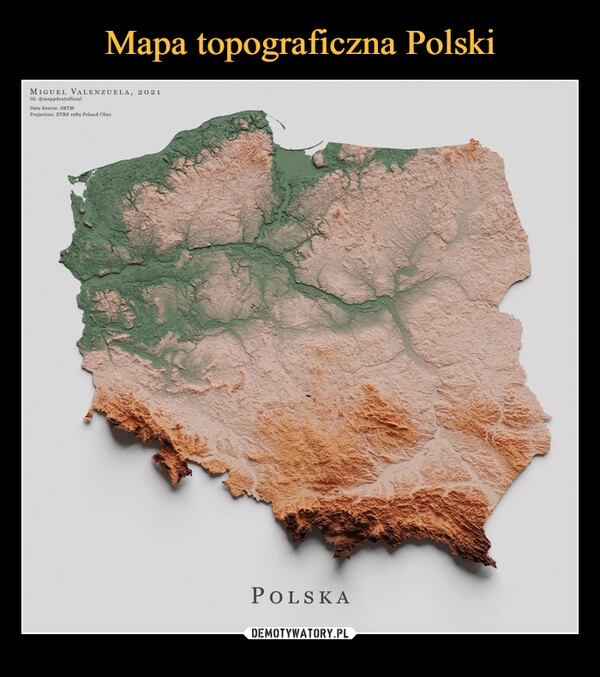 
    Mapa topograficzna Polski