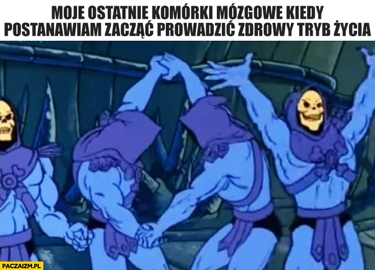 
    Moje ostatnie komórki mózgowe kiedy postanawiam zacząć prowadzić zdrowy tryb życia cieszą się He-man Szkieletor