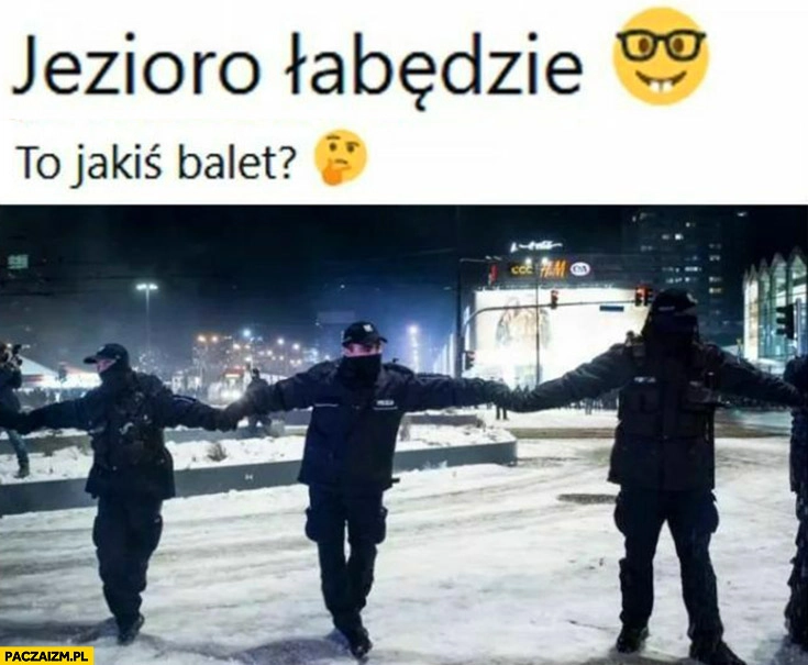 
    Policja policjanci to jakiś balet jezioro łabędzie trzymają się za ręce