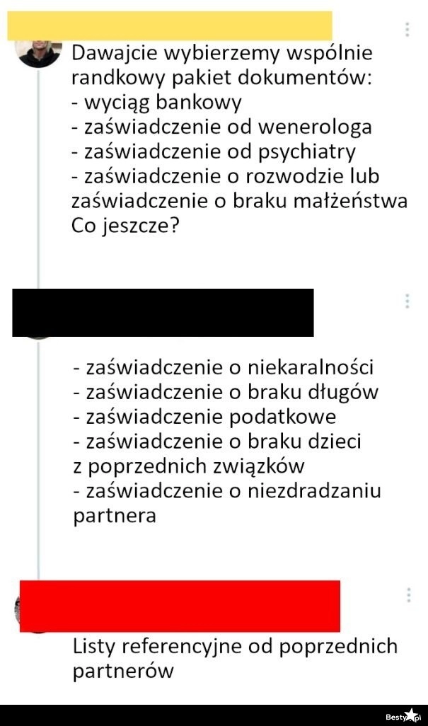 
    Randkowy pakiet dokumentów 