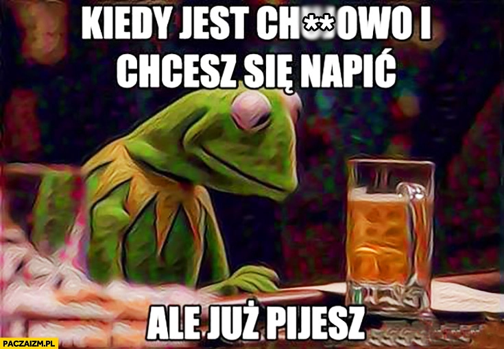 
    Kiedy jest lipnie i chcesz się napić ale już pijesz Kermit